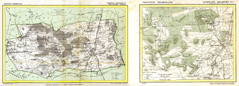 Apeldoorn en omgeving 1867 Kuyperkaartje no. 1 en 2 samen